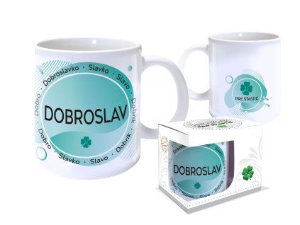 Hrnček s menom DOBROSLAV (Farba motívu Hnedá)