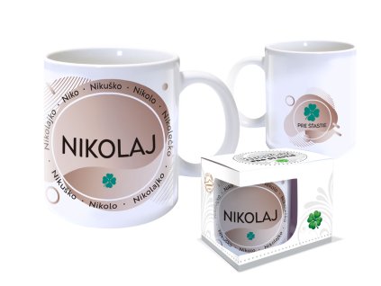Hrnček s menom NIKOLAJ (Farba motívu Hnedá)