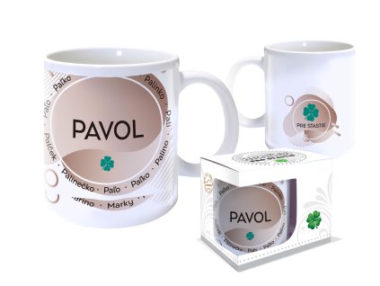 Hrnček s menom PAVOL (Farba motívu Hnedá)