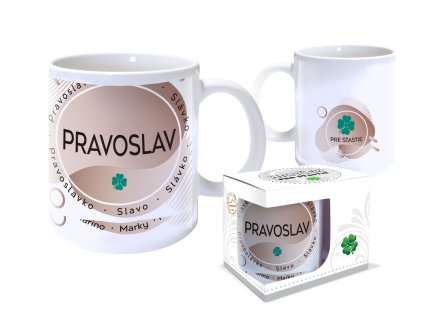 Hrnček s menom PRAVOSLAV (Farba motívu Hnedá)