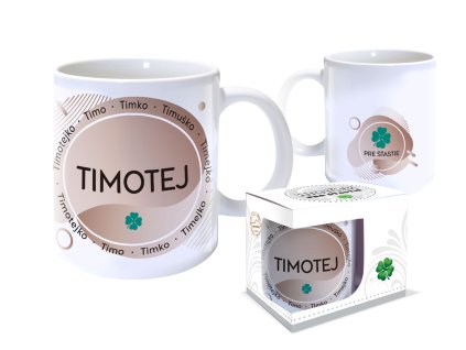 Hrnček s menom TIMOTEJ (Farba motívu Hnedá)