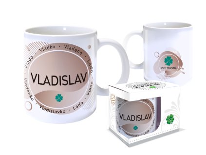 Hrnček s menom VLADISLAV (Farba motívu Hnedá)