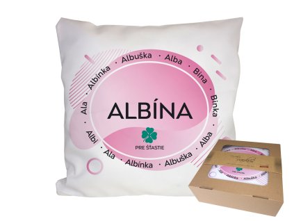 Vankúš s menom ALBÍNA (Farba motívu Fialová)