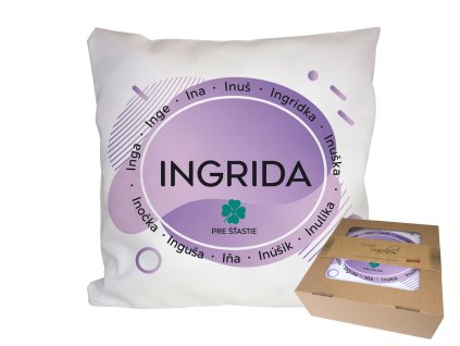Vankúš s menom INGRIDA (Farba motívu Fialová)