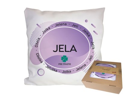 Vankúš s menom JELA (Farba motívu Fialová)