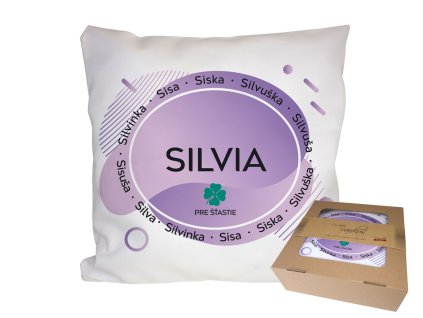 Vankúš s menom SILVIA (Farba motívu Fialová)