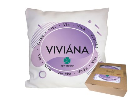 Vankúš s menom VIVIÁNA (Farba motívu Fialová)