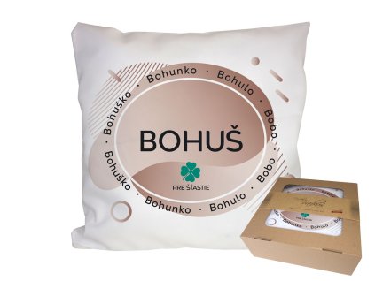 Vankúš s menom BOHUŠ (Farba motívu Hnedá)