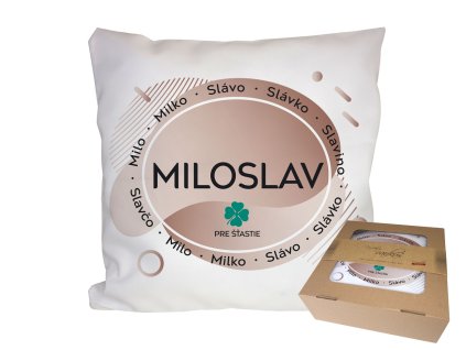 Vankúš s menom MILOSLAV (Farba motívu Hnedá)