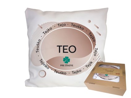 Vankúš s menom TEO (Farba motívu Hnedá)