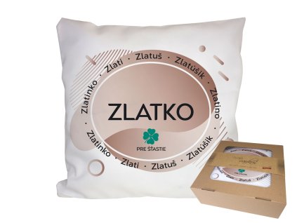 Vankúš s menom ZLATKO (Farba motívu Hnedá)