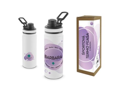 Termofľaša s menom BARBARA (Farba motívu Fialová, Produkt Termoska)