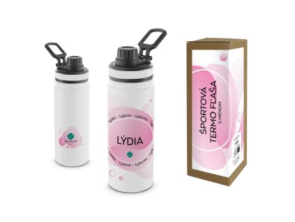 Termofľaša s menom LÝDIA (Farba motívu Fialová, Produkt Termoska)