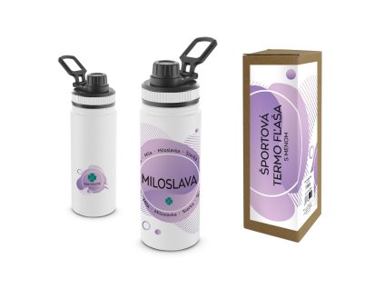 Termofľaša s menom MILOSLAVA (Farba motívu Fialová, Produkt Termoska)