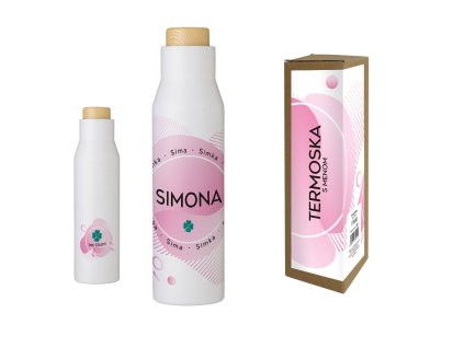 Termofľaša s menom SIMONA (Farba motívu Fialová, Produkt Termoska)