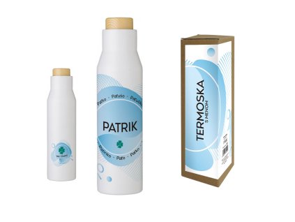 Termofľaša s menom PATRIK (Farba motívu Hnedá, Produkt Termoska)