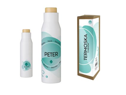 Termofľaša s menom PETER (Farba motívu Hnedá, Produkt Termoska)