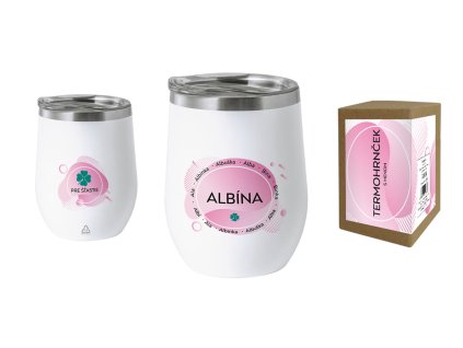 Termohrnček s menom ALBÍNA (Farba motívu Fialová)