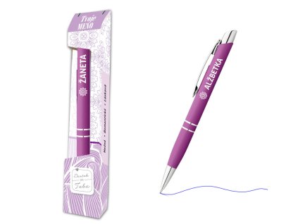 Pero v krabičke LUXURY PURPLE s menom