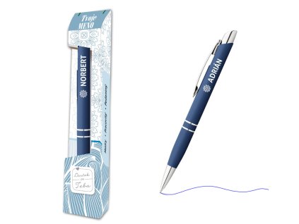 Pero v krabičke LUXURY BLUE s menom