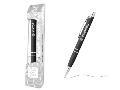 Pero v krabičke LUXURY GREY s menom