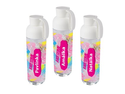 Športová fľaša TEEN PINK s pútkom a menom