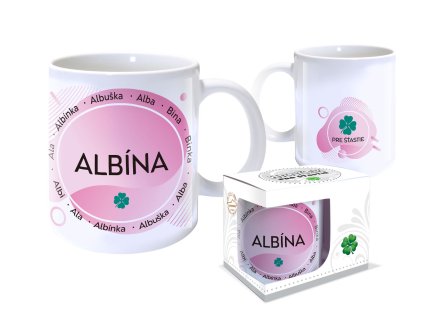Hrnček s menom ALBÍNA (Farba motívu Fialová)