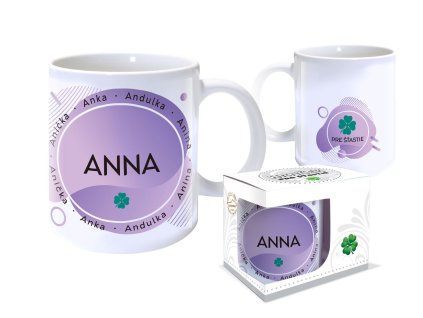 Hrnček s menom ANNA (Farba motívu Fialová)