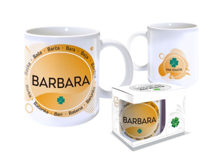 Hrnček s menom BARBARA (Farba motívu Fialová)