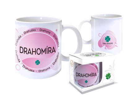 Hrnček s menom DRAHOMÍRA (Farba motívu Fialová)