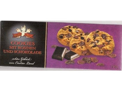 Cookiesland sušenky Schoko Cookies mit Rosinen 150g - sleva