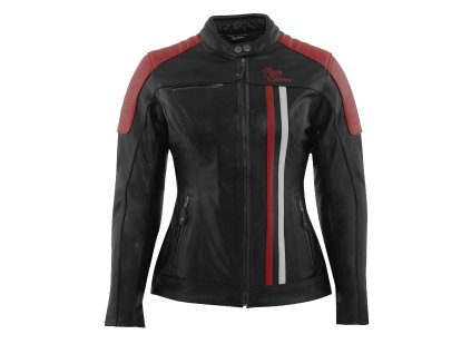 Dámska Kožená Moto Bunda Rusty Stitches Alice cierna biela cervena1