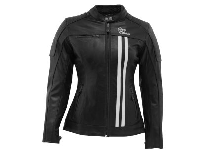 Dámska Kožená Moto Bunda Rusty Stitches Alice cierna biela1
