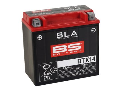 V továrni aktivovaný akumulátor BS-BATTERY BTX14 (FA) (YTX14 (FA)) SLA
