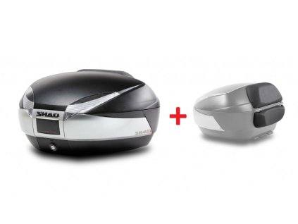 Vrchný kufor na motorku SHAD SH48 D0B48400+D0RI4800 Nový titán with PREMIUM SMART lock and backrest