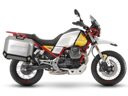 Kompletná sada bočných hliníkových kufrov SHAD TERRA, 36/47 litrový bočné kufre, vrátane montážnej sady SHAD MOTO GUZZI V 85 TT