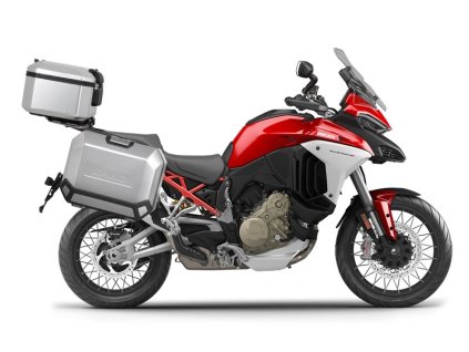 Kompletná sada hliníkových kufrov SHAD TERRA, 48 litrový vrchný kufor, 47/47 litrový bočné kufre, vrátane montážnej sady a platni SHAD Ducati Multistrada 1200 V4