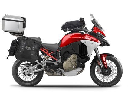 Kompletná sada sedlových brašní SHAD TERRA TR40 adventure a hliníkového kufra SHAD TERRA 55L vrátane montážnej sady SHAD Ducati Multistrada 1200 V4