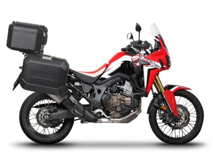 Kompletná sada bočných čiernych hliníkových kufrov SHAD TERRA BLACK , 36/47 l litrov, vrátane montážnej sady SHAD HONDA CRF 1100 Africa Twin