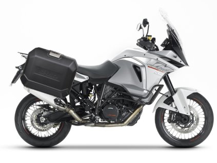 Kompletná sada bočných čiernych hliníkových kufrov SHAD TERRA BLACK , 36/47 l litrov, vrátane montážnej sady SHAD KTM Adventure 1090, 1190, Super Adventure 1290 (R, S)