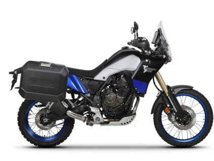 Kompletná sada bočných čiernych hliníkových kufrov SHAD TERRA BLACK , 36/47 l litrov, vrátane montážnej sady SHAD YAMAHA Tenere 700 XTZ690
