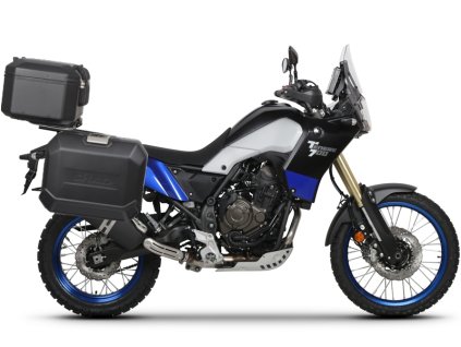 Kompletná sada čiernych hliníkových kufrov SHAD TERRA BLACK , 48 litrov vrchný kufor, 36/47 litrov bočné kufre, vrátane montážnej sady a platni SHAD YAMAHA Tenere 700 XTZ690