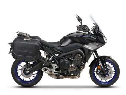 Kompletná sada bočných čiernych hliníkových kufrov SHAD TERRA BLACK , 47/47 litrov bočné kufre, vrátane montážnej sady SHAD YAMAHA MT-09 Tracer / Tracer 900