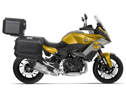 Kompletná sada čiernych hliníkových kufrov SHAD TERRA BLACK , 48 litrov vrchný kufor, 36/36 litrov bočné kufre, vrátane montážnej sady a platni SHAD BMW F 900 XR