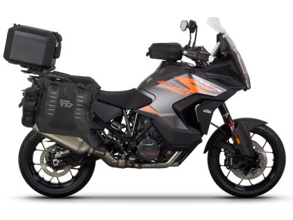 Kompletná sada sedlových brašní SHAD TERRA TR40 adventure a hliníkového vrchného kufra SHAD TERRA BLACK 48L vrátane montážnej sady SHAD KTM Super Adventure 1290 (R, S)