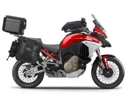 Kompletná sada sedlových brašní SHAD TERRA TR40 adventure a hliníkového vrchného kufra SHAD TERRA BLACK 48L vrátane montážnej sady SHAD Ducati Multistrada 1200 V4