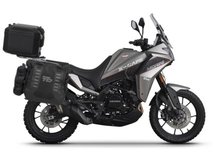 Kompletná sada sedlových brašní SHAD TERRA TR40 adventure a hliníkového vrchného kufra SHAD TERRA BLACK 48L vrátane montážnej sady SHAD Moto Morini X-Cape 649