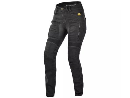 Dámske kevlarové rifle na moto Trilobite Parado slim fit level 2 cierne predlzene