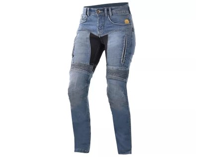 Dámske kevlarové rifle na moto Trilobite Parado slim fit modre