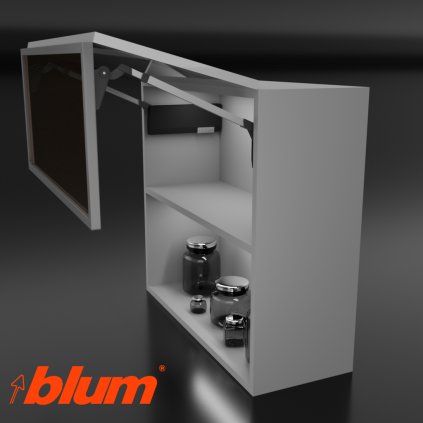 BLUM - AVENTOS -  HF TOP - KOMPLET SET - HF28 - sada sivá tmavá - plné dvere + úzky alu rám (VAR ROZTEC HF28/RAMENO35)